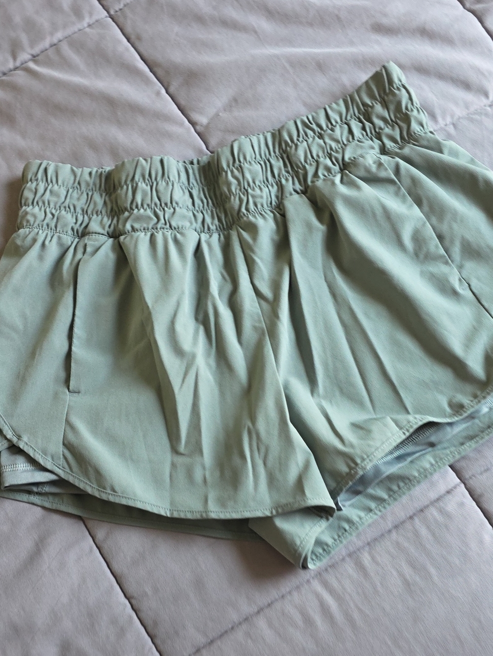 Avia Mint Green Athletic Shorts with Smocked Waistband